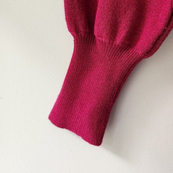NANETTE LEPORE Tie Front Sweater | Mini Puff Sleeve | Rose Pink | Women's Small - Picture 5 of 7